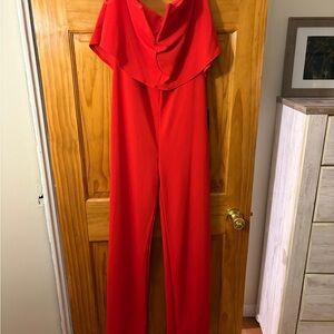 NWT Lulu's Vibrant Red Strapless Jumpsuit
